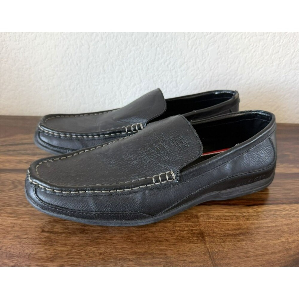 Tommy Hilfiger Mens Loafers Black Slip On Driving Shoes Size 8